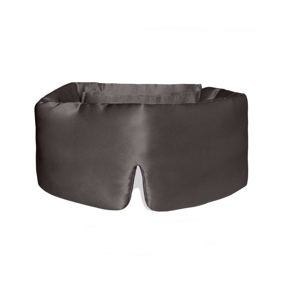 Dark grey silk eye mask on a white background