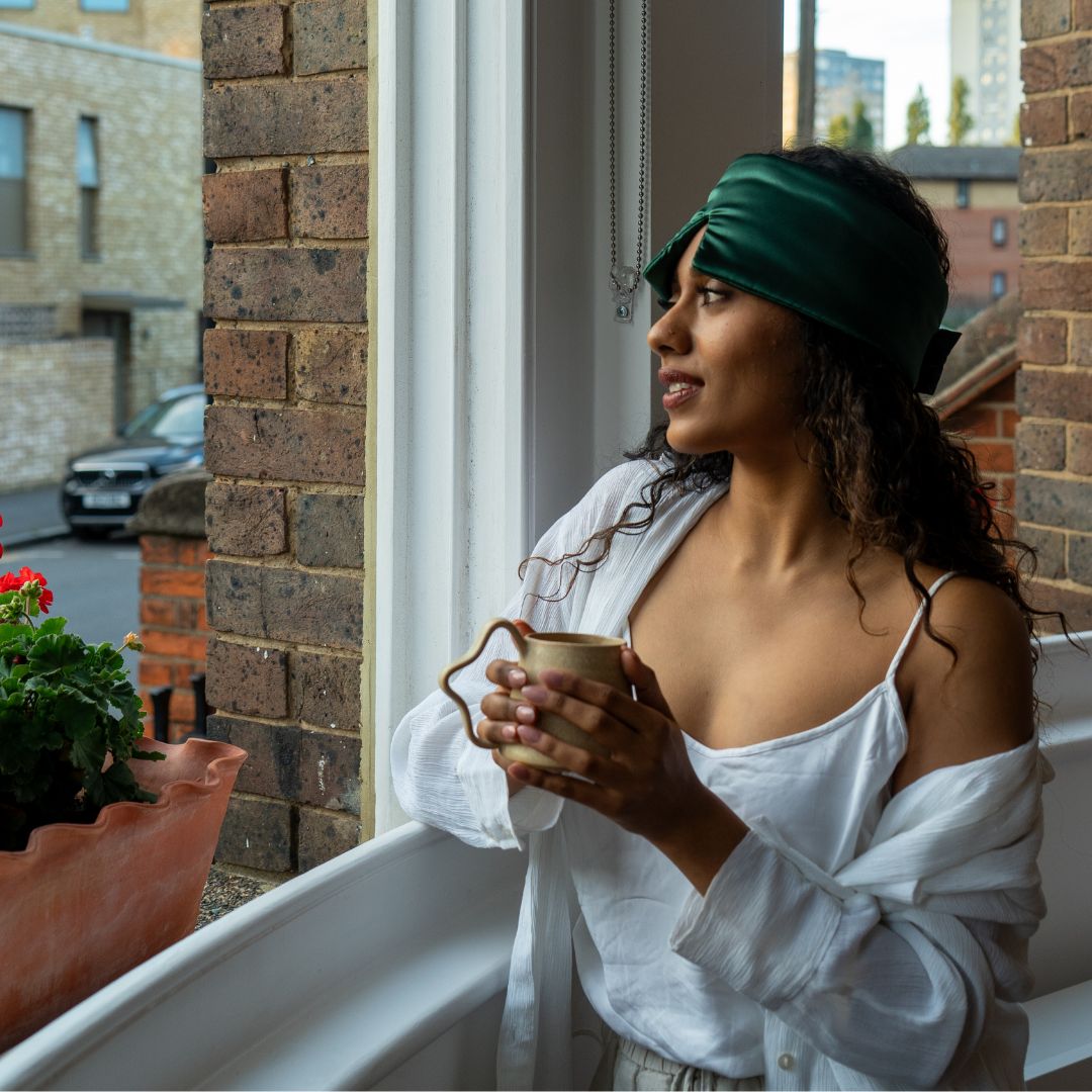 dark green silk deep sleep mask 