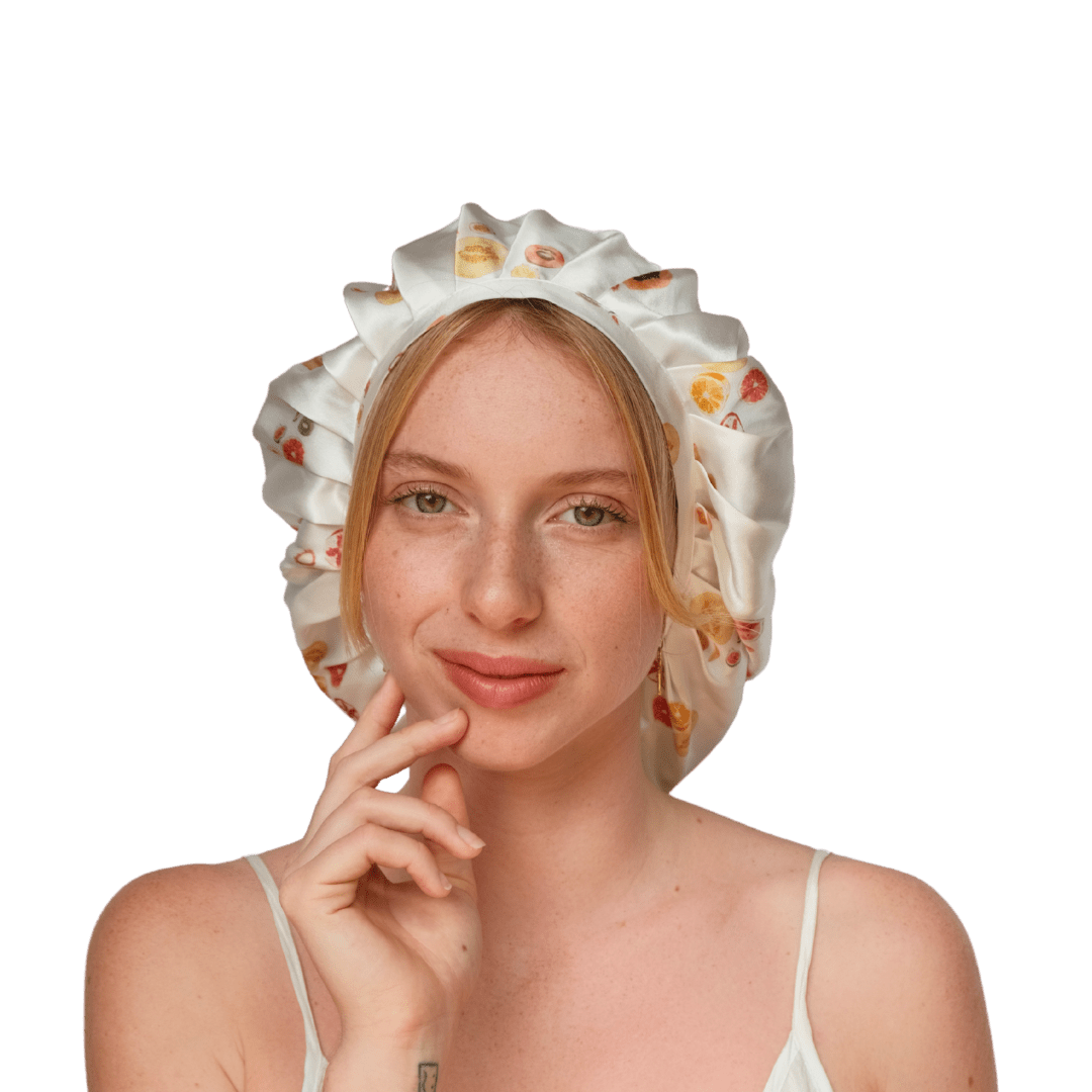 Fruit pattern silk bonnet 
