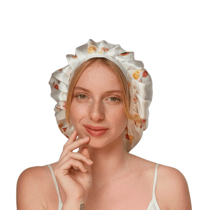 Fruit pattern silk bonnet 