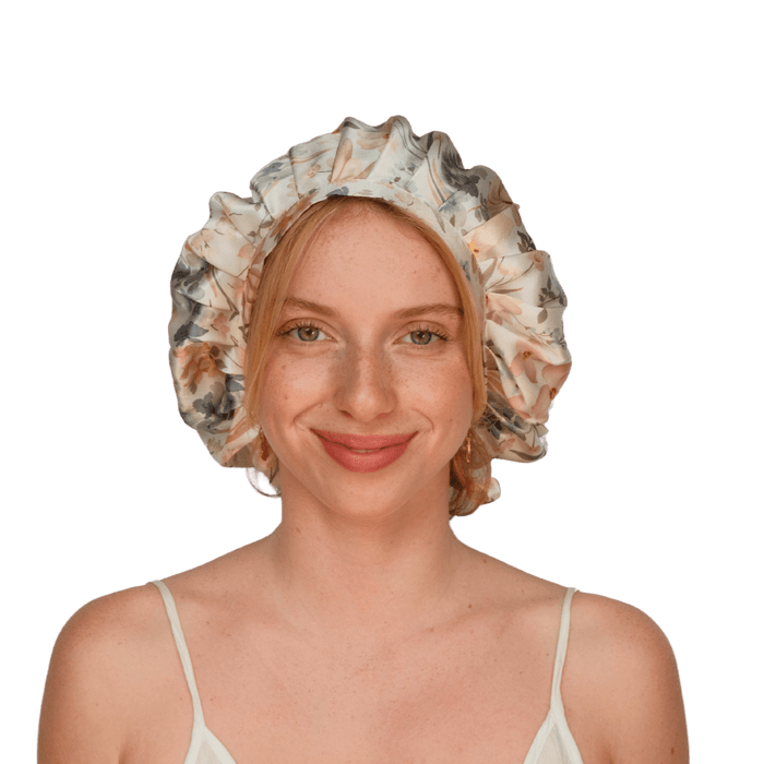 Flower silk bonnet 
